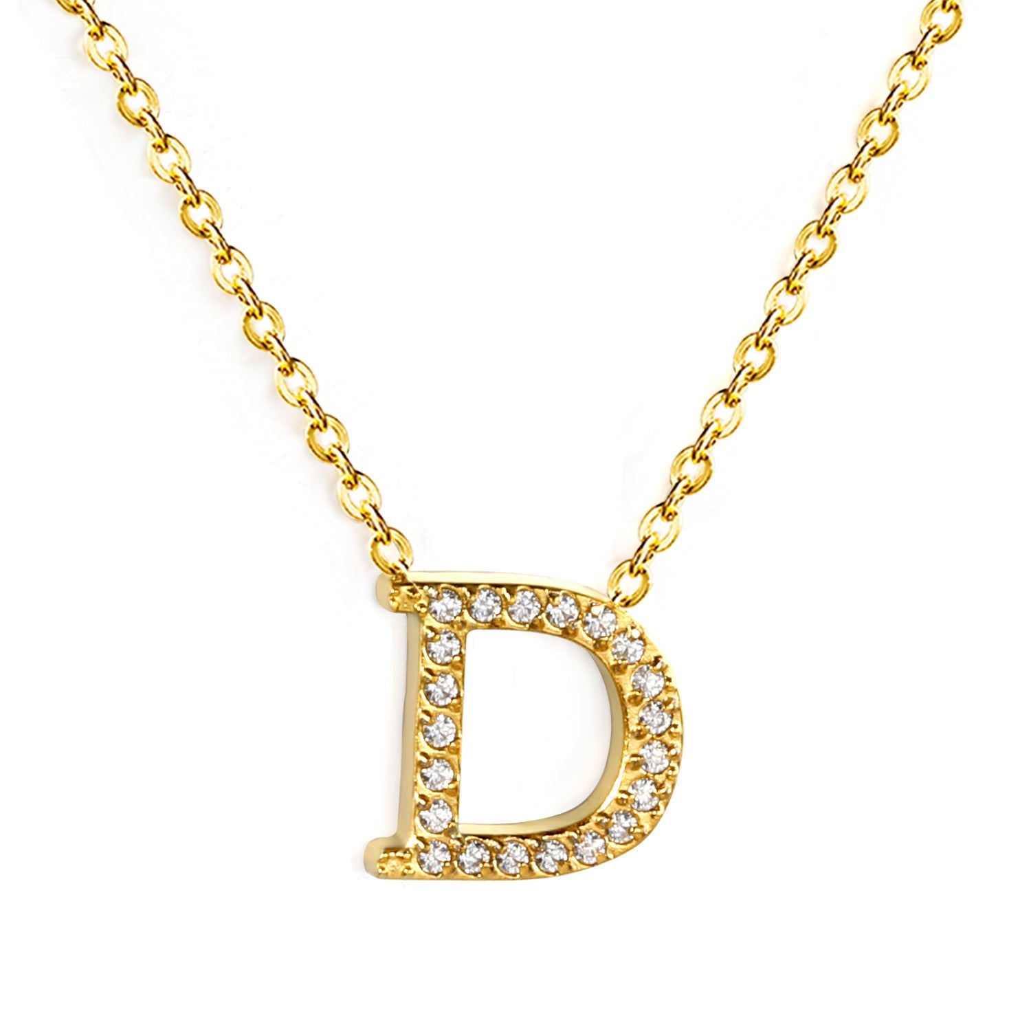 A-Z monogrammed pendant necklace with white diamonds 41+5cm asonjewelry